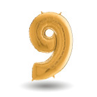 Pallone compleanno numero 9 anni Oro 101cm palloncini gonfiabile aria, ELIO