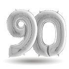 Pallone compleanno numero 90 anni Argento 101cm palloncini gonfiabile aria, ELIO