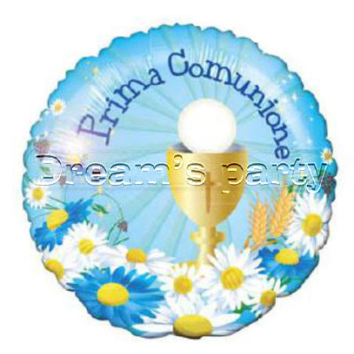 PALLONE MYLAR COMUNIONE CEL. D.80 CM FORNITO SGONFIO