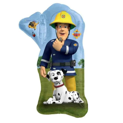 Pallone mylar Fireman SAM il pompiere -sagomato 55x83cm -gonfiabile a elio