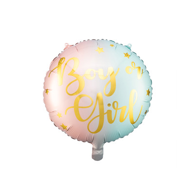 Pallone mylar GENDER REVEAL BABY SHOWER - BOY or GIRL - 45cm gonfiabile ad elio