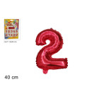 Pallone numero 2 DUE - ROSSO in MYLAR foil - PALLONCINO numerale 41cm