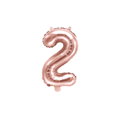 Pallone numero 2 Due Rosa Gold in MYLAR foil - PALLONCINO numerale 35cm