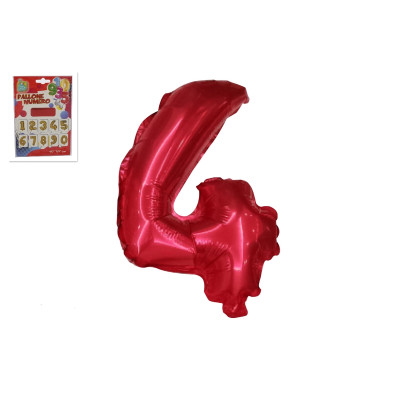 Pallone numero 4 QUATTRO - ROSSO in MYLAR foil - PALLONCINO numerale 41cm