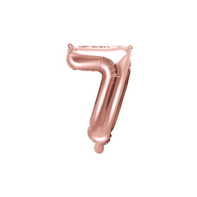 Pallone numero 7 Sette Rosa Gold in MYLAR foil - PALLONCINO numerale 35cm