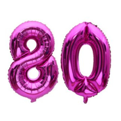 Pallone numero 80 Ottanta - FUXIA in MYLAR foil - PALLONCINO numerale 41cm