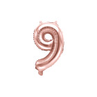 Pallone numero 9 Nove Rosa Gold in MYLAR foil - PALLONCINO numerale 35cm