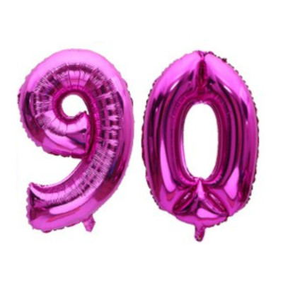 Pallone numero 90 Novanta - FUXIA in MYLAR foil - PALLONCINO numerale 41cm