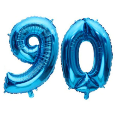 Pallone numero 90 Novanta BLU in MYLAR foil - PALLONCINO numerale 41cm