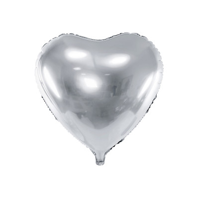 Pallone PALLONCINO CUORE Argento in foil Mylar - gonfiabile ad aria o elio 45CM