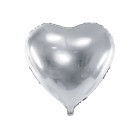 Pallone PALLONCINO CUORE Argento in foil Mylar - gonfiabile ad aria o elio 45CM