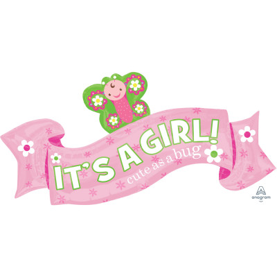 Pallone PALLONCINO in foil MYLAR Benvenuta Nascita It's a Girl 101X550cm