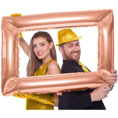 Pallone PALLONCINO in mylar CORNICE SELFIE ROSA GOLD- Photo Booth - 60x85cm