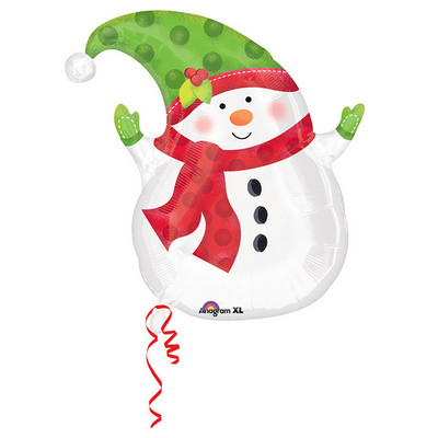 Pallone PALLONCINO in mylar Pupazzo di Neve NATALE - gonfiabile ad elio o aria - 51x58cm