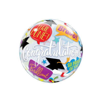 Pallone PALLONCINO Laurea 56 cm - Bubbles Trasparente -gonfiabile ad aria o elio