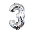 Pallone PALLONCINO numero 3 TRE ARGENTO in MYLAR foil 41cm