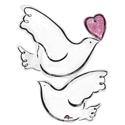 Pallone Palloncino sagoma COLOMBE con cuore - 73X81 cm