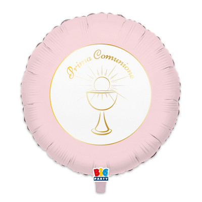 Pallone PRIMA COMUNIONE Rosa e Oro - PALLONCINO 45cm - gonfiabile ad elio