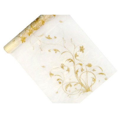 RUNNER organza - addobbo decoro tavola Natale, Matrimonio, anniversario ecc.