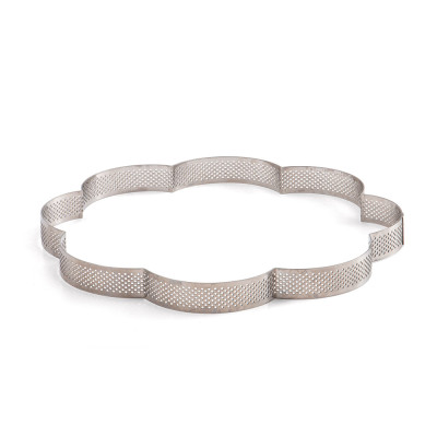 Sagoma microforata a forma di FIORE - CROSTATA - 24x24cm- Fascia in acciaio inox
