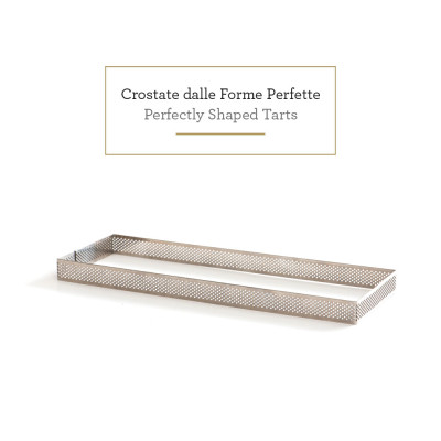 Sagoma microforata rettangolare - CROSTATA - 8x19xh3,5cm- Fascia in acciaio inox