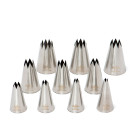 Set 10 Beccucci Cornetti STELLA per Sac À Poche in acciaio inox