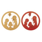 Set 2 Presepe di Natale in Zucchero 2D Rosso e Oro decorazione natalizia dolci