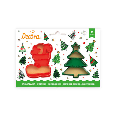 Set 2 TAGLIAPASTA NATALE natalizi - Albero e Stivale per creare fantastici biscotti