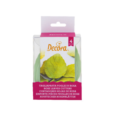 Set 4 Tagliapasta Foglie di Rosa - per biscotti e decori torte e dolci ecc.