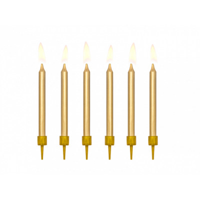 Set 6 Candela colore ORO - 6cm - candelina in cera per torte e dolci