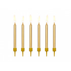 Set 6 Candela colore ORO - 6cm - candelina in cera per torte e dolci