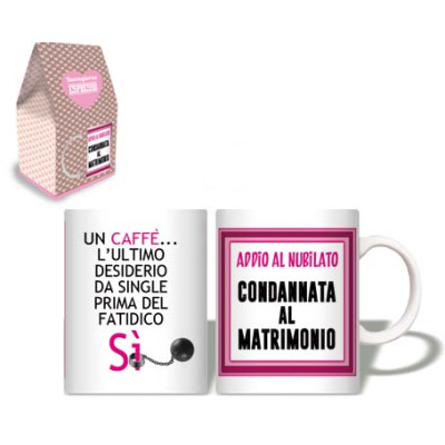 TAZZA da caffè in CERAMICA per l'ADDIO al NUBILATO - gadget per la futura sposa
