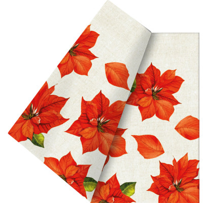 TOVAGLIA in TNT NATALIZIA ettangolare 120x180cm - con STELLE di NATALE rossa