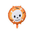 PALLONCINO in foil Mylar Tondo stampa teschio Arancio 45cm - Halloween