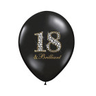 10 PALLONCINI in lattice nero stampa 18 & Brilliant - 18 anni - Ø12 in/ 30cm