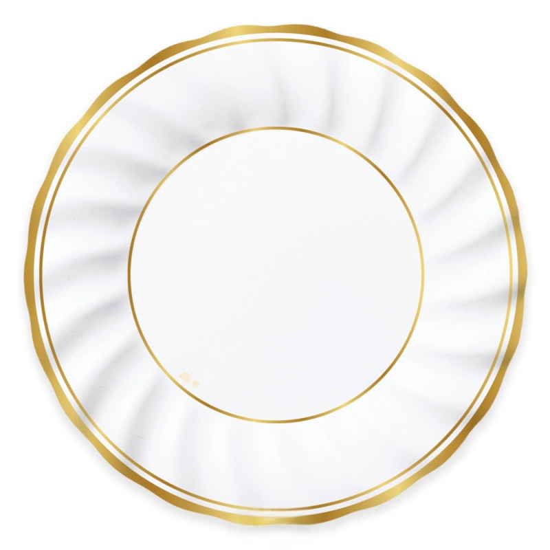 6 Sottopiatti Ø30cm Bianco con bordo ORO lucido piatto MAXI in carta monouso