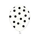 12  PALLONCINI in lattice Crystal Clear TRASPARENTE con POIS NERO