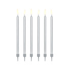 12 Candele ARGENTO Mezzo Stelo Matita - candeline in cera per torte H12,5cm