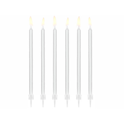 12 Candele Bianco Mezzo Stelo Matita - candeline in cera per torte H15cm