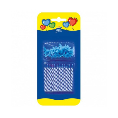 12 Candele in cera Celeste BIANCHE per torta e dolci di Compleanno Bambino bimbo