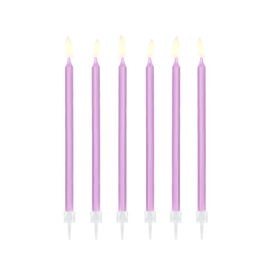 12 Candele Lilla Mezzo Stelo Matita - candeline in cera per torte H15cm