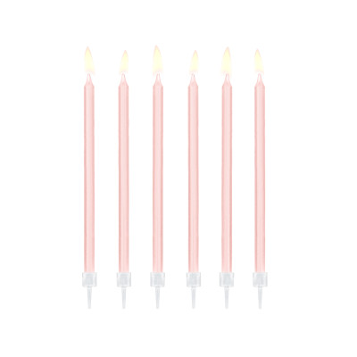 12 Candele ROSA Baby Mezzo Stelo Matita - candeline in cera per torte H15cm