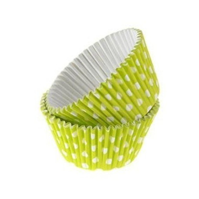 12 Pirottini da forno Ø7 per Muffin CupCake VERDE a POIS bianco - in forno senza teglia