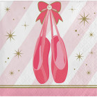 16 Tovaglioli in carta Bianchi e Rosa con scarpette ballerina - 25x25cm - 2 veli