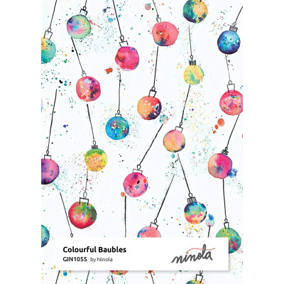 2 Fogli Carta da REGALO NATALIZZIA Instawrap "Colorful Baubles" - 50x70cm