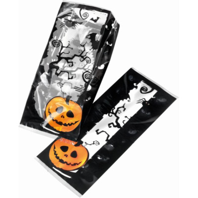 20 Buste Porta Caramelle HALLOWEEN - bustine con disegna di zucca ragni