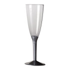 20 Flute in plastica con gambo ARGENTO SATINATO - Flutes rigido monouso - Calici da Spumante