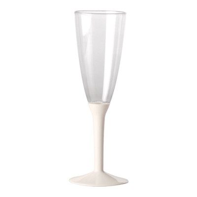 20 Flute in plastica con gambo BIANCO - Flutes rigido monouso - Calici da Spumante