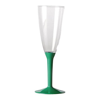 20 Flute in plastica con gambo VERDE - Flutes rigido monouso - Calici da Spumante