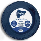 20 Piatti BLU in plastica riutilizzabile - piatto tondo 22cm - Riciclabili al 100%